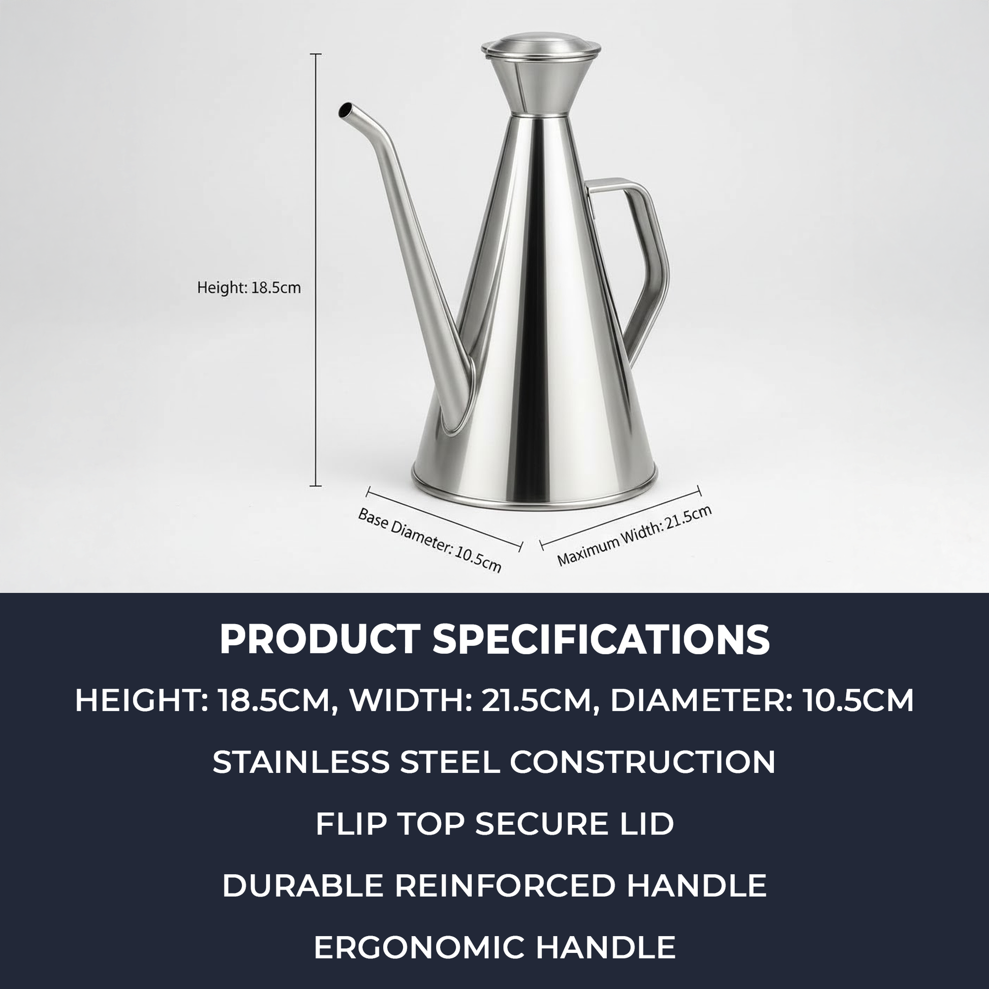 Stainless steel 500ml oil container with non-drip spout – Chabrias Ltd