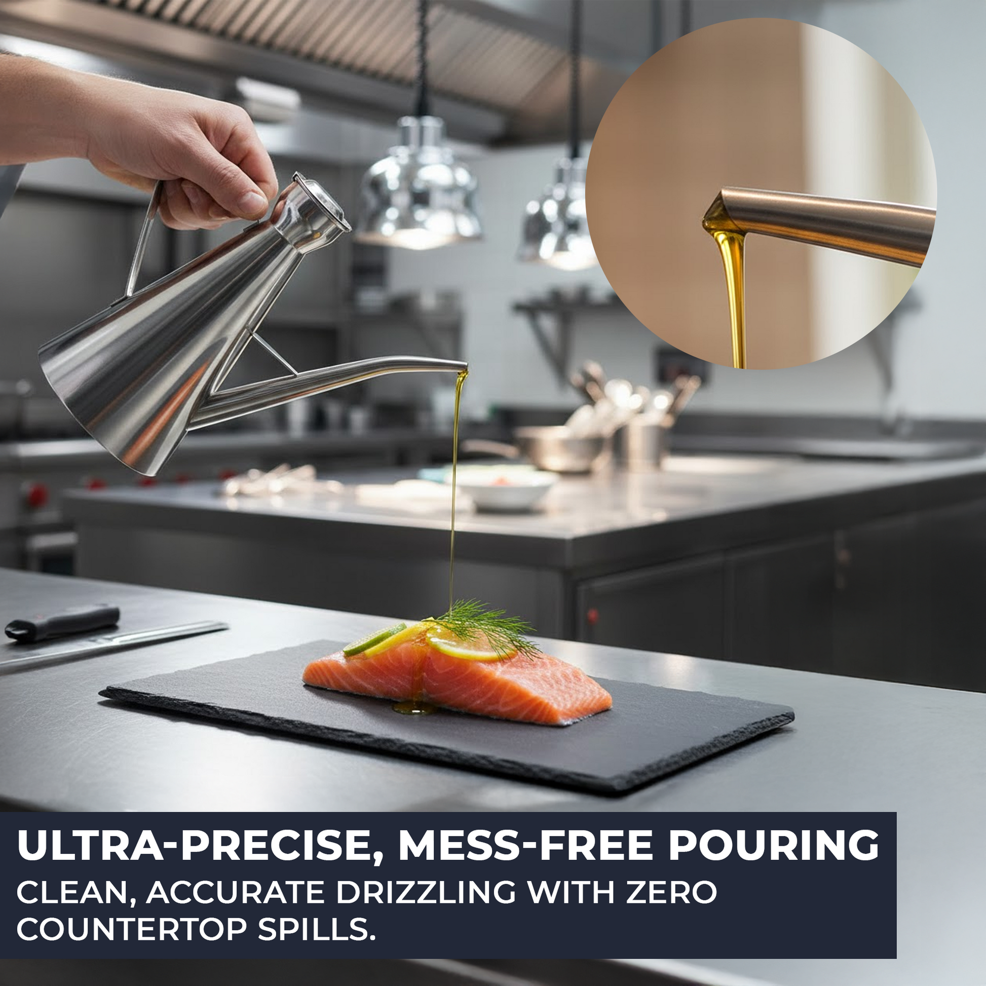 500ml stainless steel oil pot for clean pouring and storage