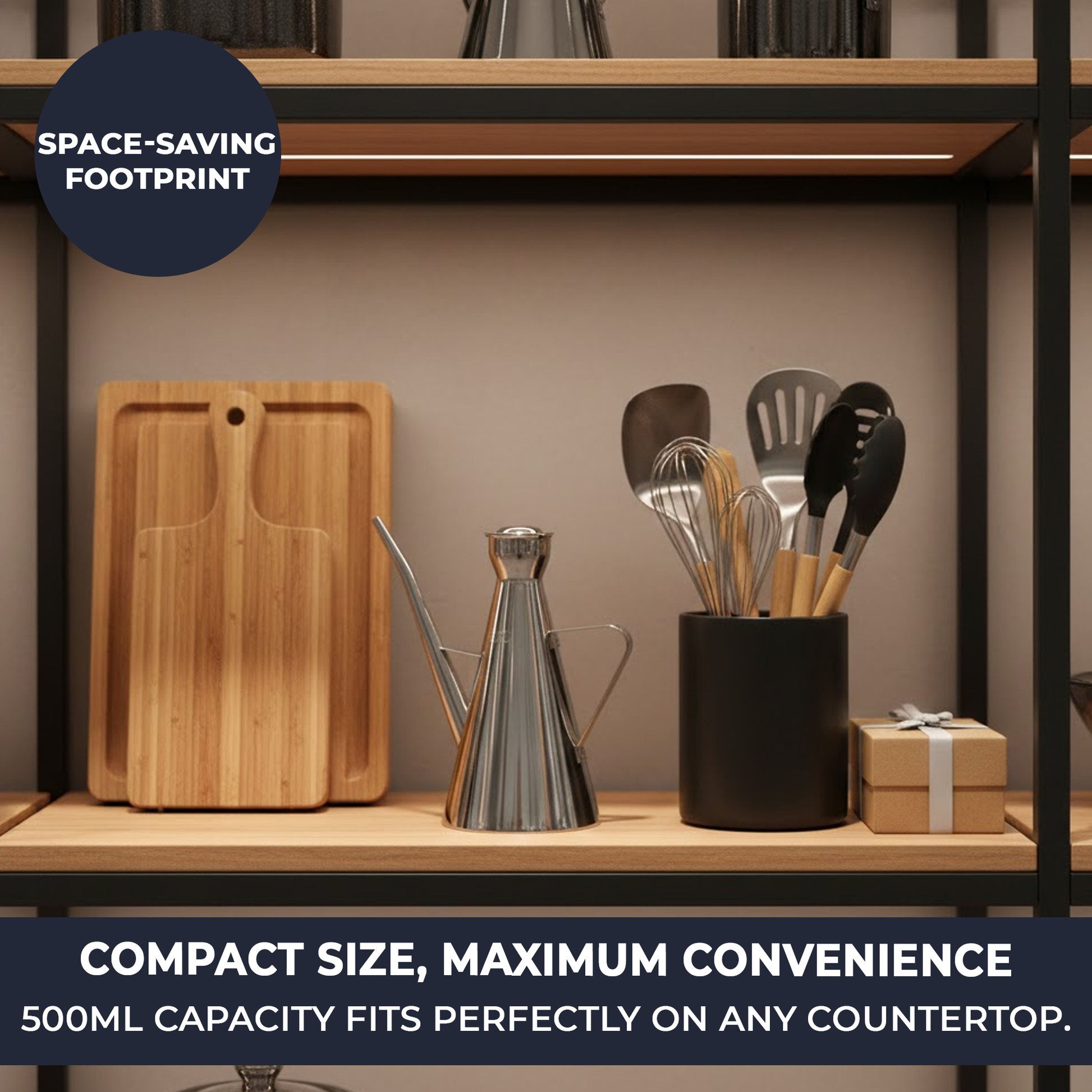 Food-safe stainless steel oil dispenser 500ml capacity