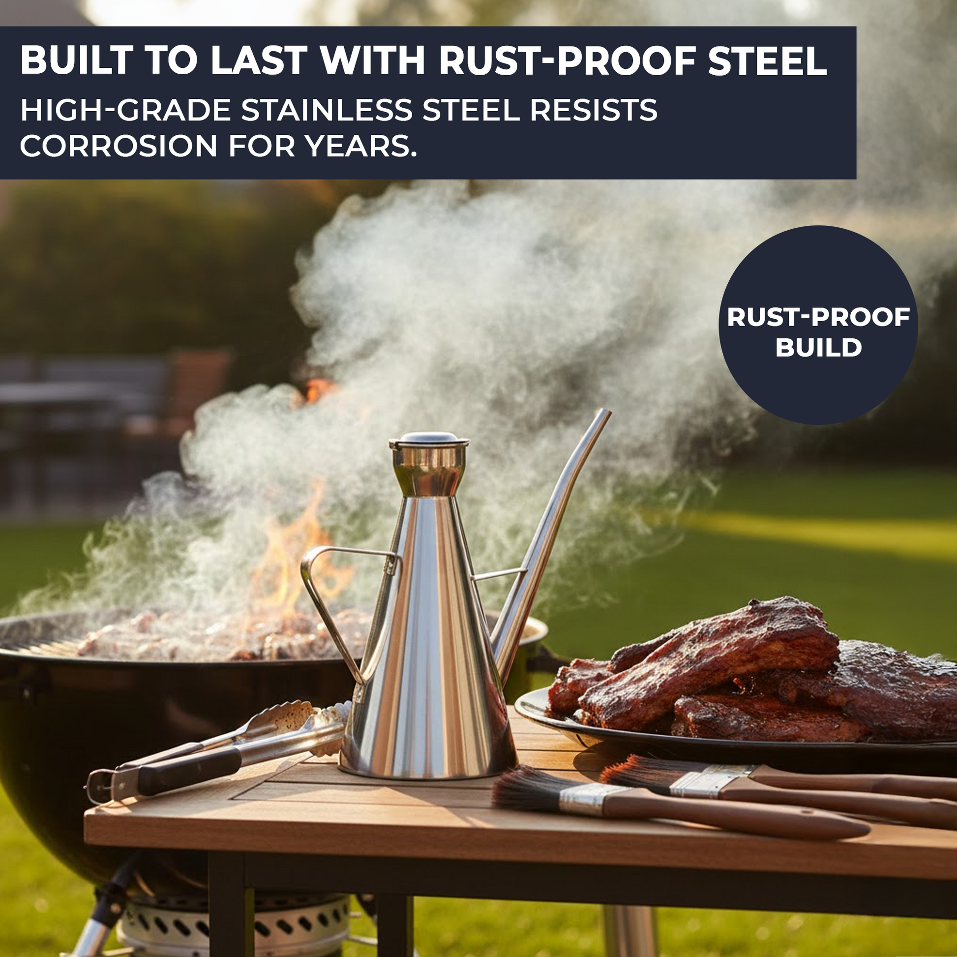 Non-drip stainless steel spout for controlled oil pouring