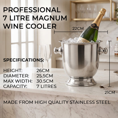 Magnum wine bottle cooler with Champagne and ice on an elegant home bar