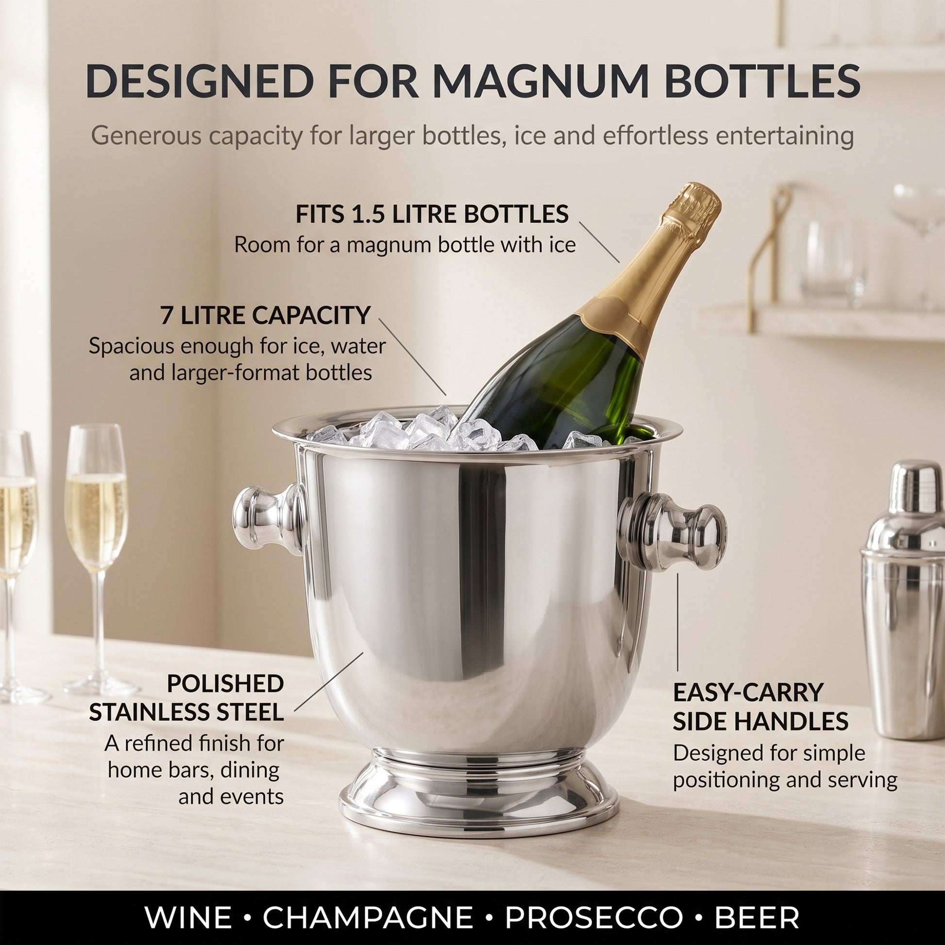 Large wine and Champagne bottle cooler for anniversaries and special celebrations