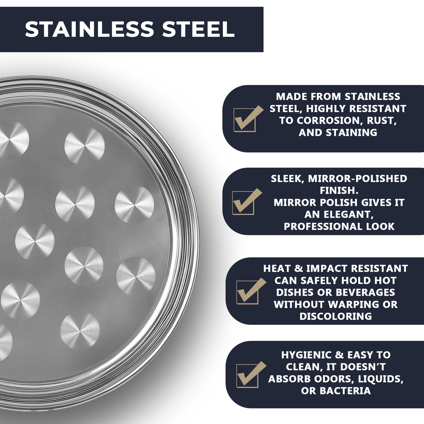 Chabrias Ltd Stainless Steel Round Serving Tray Mirror Finish - Premium Barware from Chabrias Ltd - Just £9.99! Shop now at Chabrias Ltd