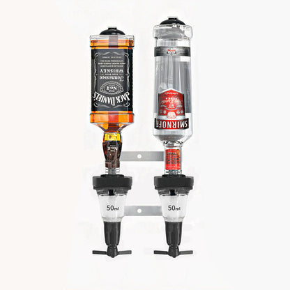 Chabrias Ltd 2 Bottle Alcohol Spirit Measure Drink Dispenser Bar Set Wall Fixing Mount Bracket plus 2 x Traditional Optic - Premium Home from Chabrias Ltd - Just £19.99! Shop now at Chabrias Ltd