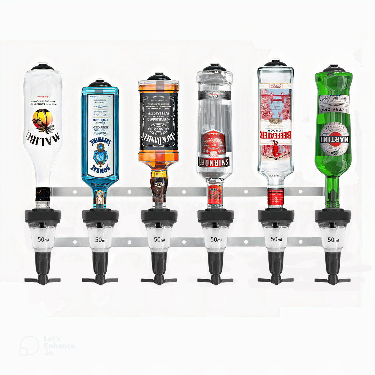 Chabrias Ltd 2 Bottle Alcohol Spirit Measure Drink Dispenser Bar Set Wall Fixing Mount Bracket plus 2 x Traditional Optic - Premium Home from Chabrias Ltd - Just £19.99! Shop now at Chabrias Ltd