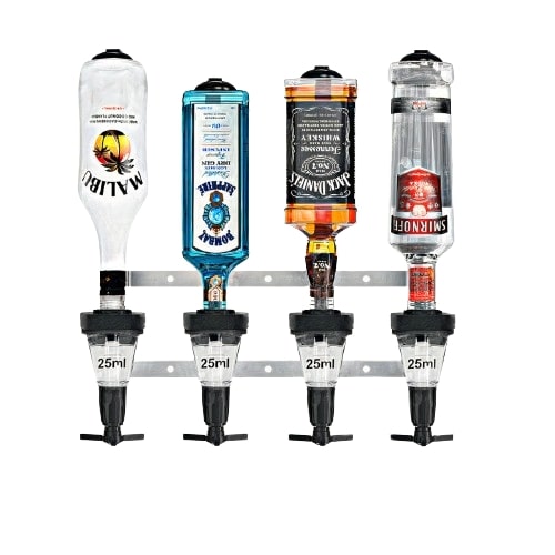 Chabrias Ltd 2 Bottle Alcohol Spirit Measure Drink Dispenser Bar Set Wall Fixing Mount Bracket plus 2 x Traditional Optic - Premium Home from Chabrias Ltd - Just £19.99! Shop now at Chabrias Ltd