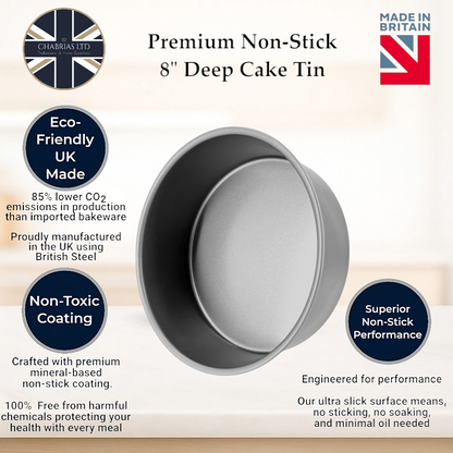 2 x Deep Round Cake Tin (8 Inch) - Premium Kitchen from Chabrias Ltd - Just £10.99! Shop now at Chabrias Ltd