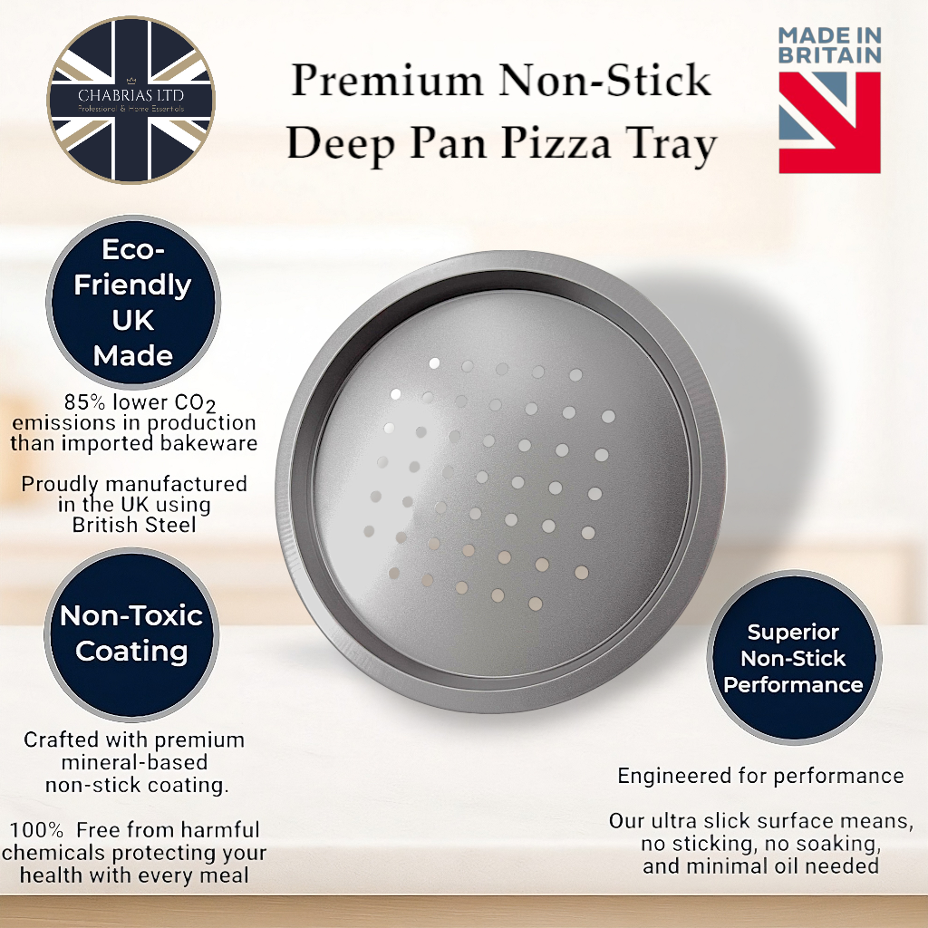 Non-Stick Oven Deep Pan Pizza Crisper, 31cm (2 piece) - Premium Kitchen from Chabrias Ltd - Just £8.99! Shop now at Chabrias Ltd