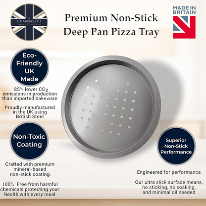 Non-Stick Oven Deep Pan Pizza Crisper, 31cm (2 piece) - Premium Kitchen from Chabrias Ltd - Just £8.99! Shop now at Chabrias Ltd