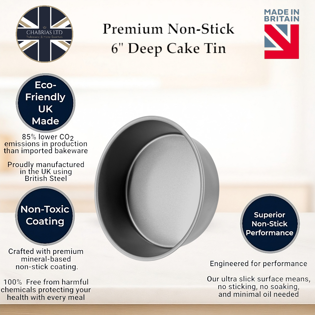 Non-Stick Round Cake Tin, Deep 15cm (2 piece) - Premium Kitchen from Chabrias Ltd - Just £8.99! Shop now at Chabrias Ltd