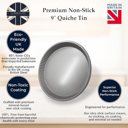 Non-Stick Fluted Round Quiche Tin, 22cm (2 piece) - Premium Kitchen from Chabrias Ltd - Just £9.99! Shop now at Chabrias Ltd