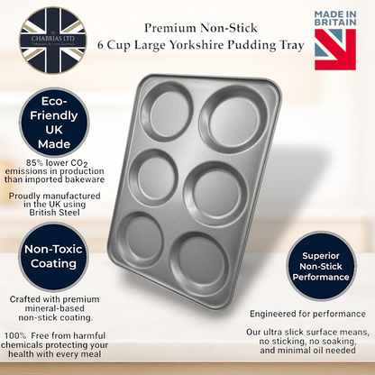 Non-Stick Yorkshire Pudding Oven Tray, Large 6 Cup - Premium Kitchen from Chabrias Ltd - Just £9.99! Shop now at Chabrias Ltd