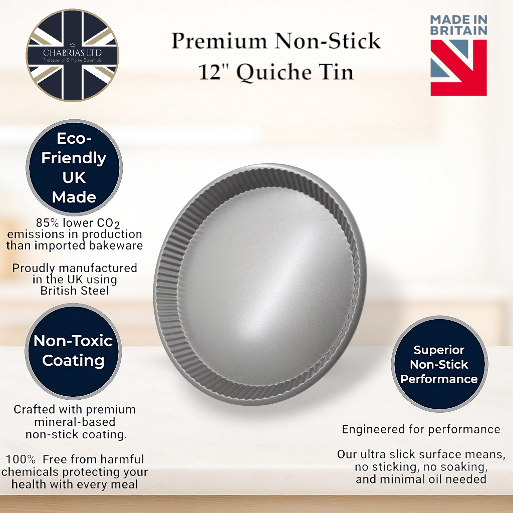 Non-Stick Fluted Round Quiche Tin, 31cm (2 piece) - Premium Kitchen from Chabrias Ltd - Just £9.99! Shop now at Chabrias Ltd