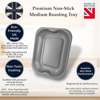 Non-Stick Roasting Baking Tray Medium, 33cm - Premium Kitchen from Chabrias Ltd - Just £10.99! Shop now at Chabrias Ltd