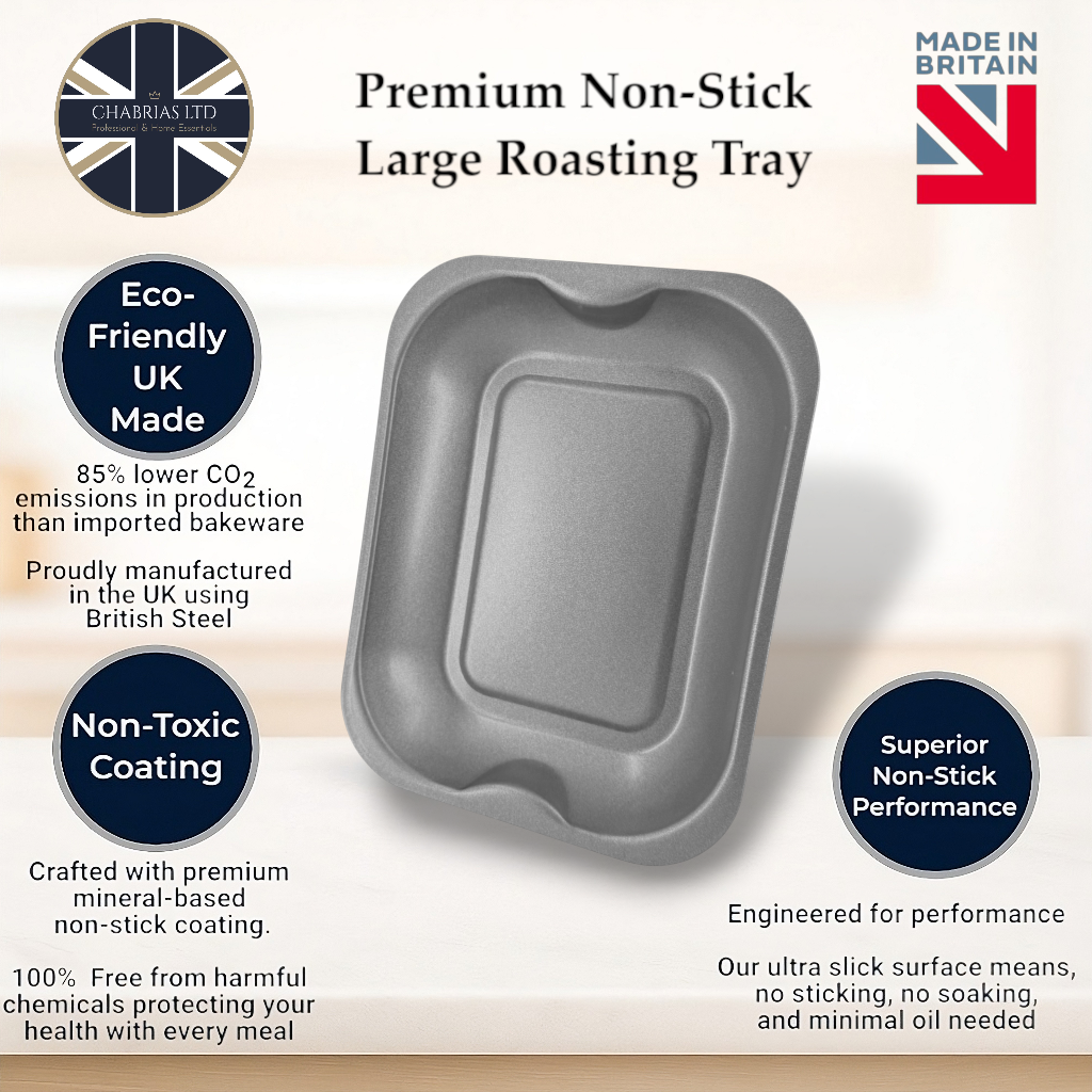Non-Stick Roasting Baking Tray Large, 38cm - Premium Kitchen from Chabrias Ltd - Just £15.99! Shop now at Chabrias Ltd