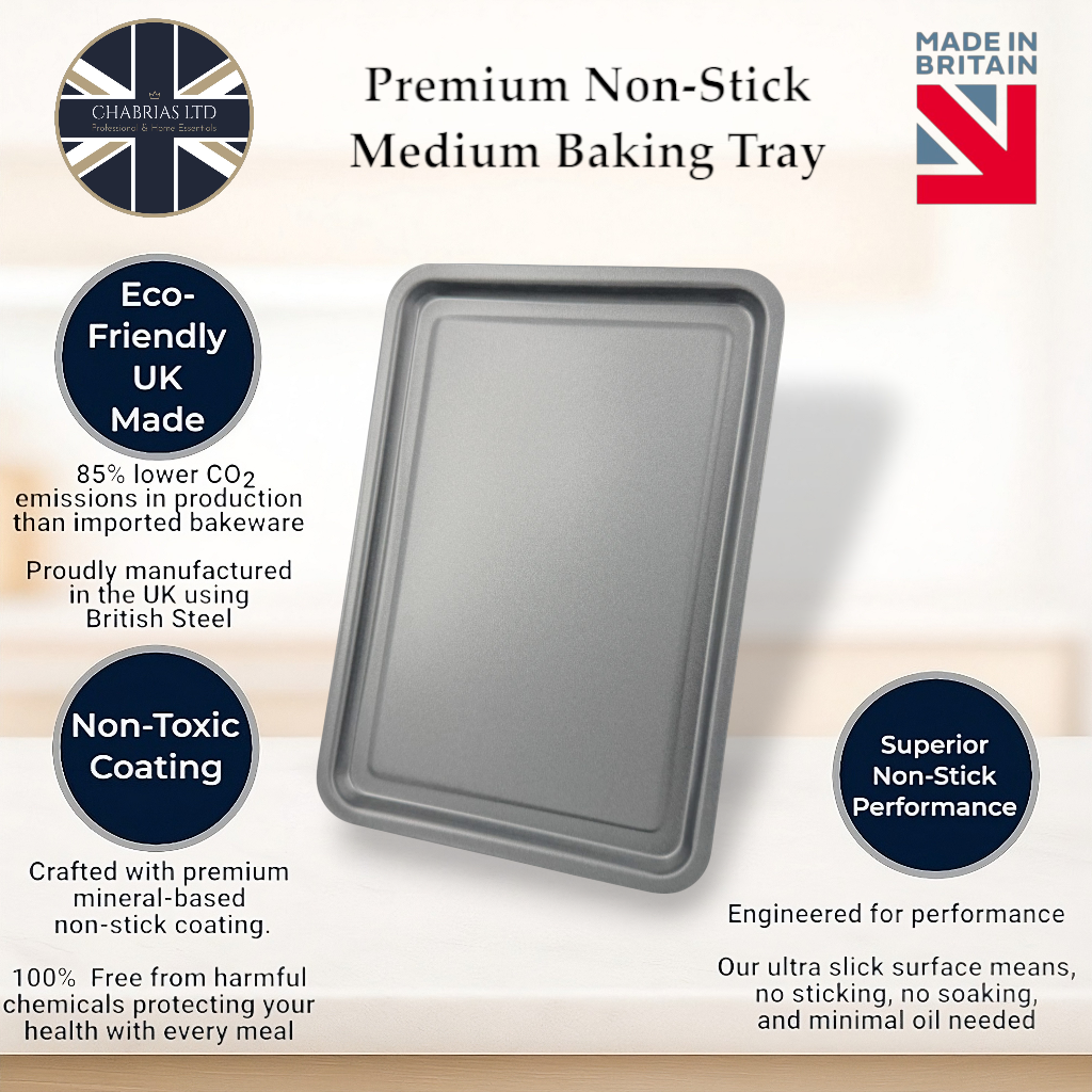 Non-Stick Oven Baking Tray Medium, 32cm (2 piece) - Premium Kitchen from Chabrias Ltd - Just £8.99! Shop now at Chabrias Ltd