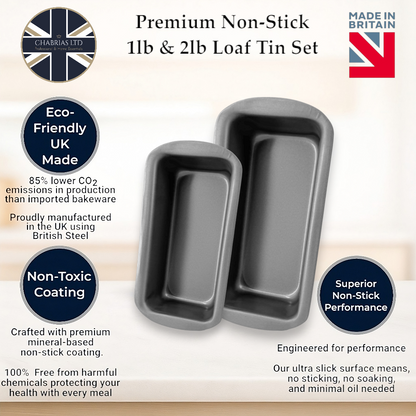 Non-Stick Loaf Tin Set, 1lb & 2lb (2 piece) - Premium Kitchen from Chabrias Ltd - Just £11.99! Shop now at Chabrias Ltd