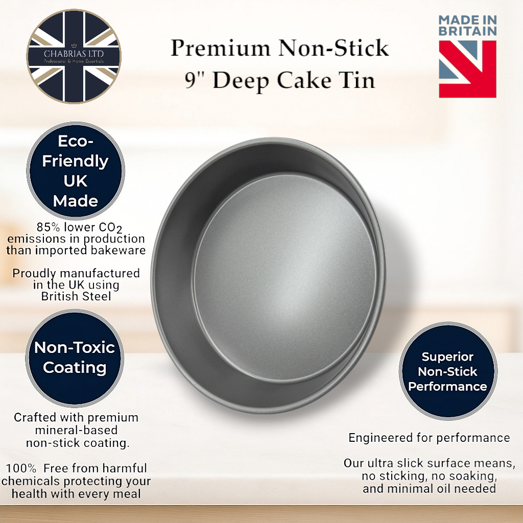 Non-Stick Round Cake Tin, Deep 23cm (2 piece) - Premium Kitchen from Chabrias Ltd - Just £11.99! Shop now at Chabrias Ltd