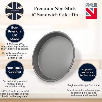 Non-Stick Sandwich Cake Tin, 6" (2 piece) - Premium Kitchen from Chabrias Ltd - Just £8.99! Shop now at Chabrias Ltd