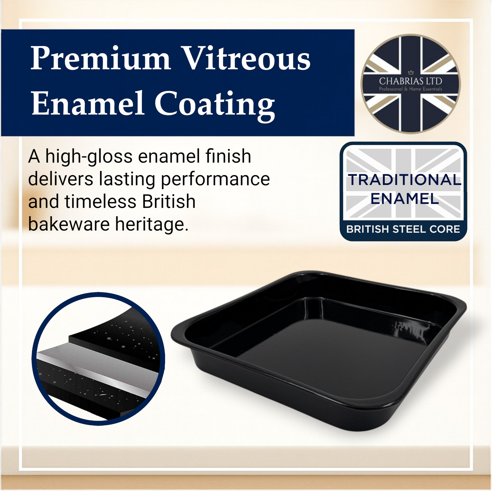 25cm Vitreous Enamel Brownie Cake Tin – Square – Great British Bakeware - Premium Kitchen from Chabrias Ltd - Just £8.99! Shop now at Chabrias Ltd