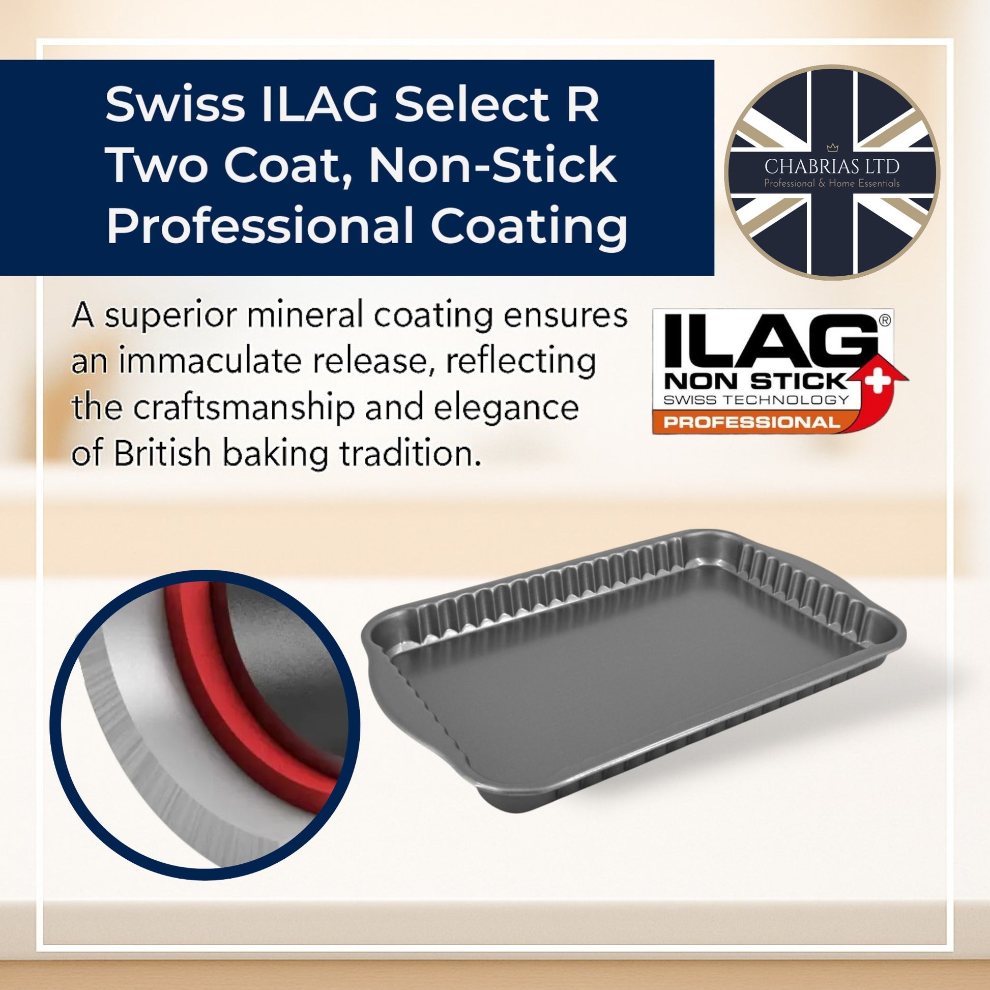 Non-Stick Fluted Rectangle Quiche Tin, 31cm (2 Piece) - Premium Kitchen from Chabrias Ltd - Just £8.99! Shop now at Chabrias Ltd