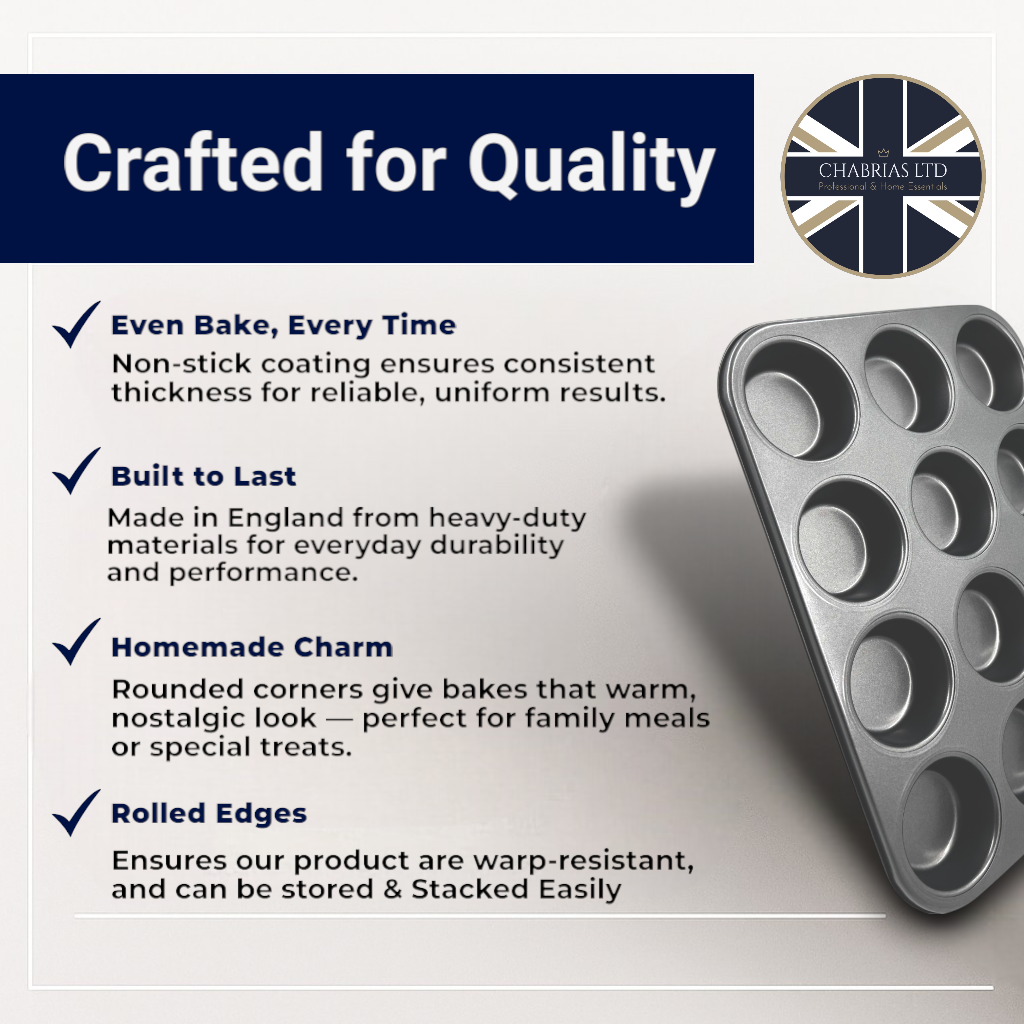 Non-Stick Muffin Oven Tray, Deep 12-Cup (2 piece) - Premium Home from Chabrias Ltd - Just £12.99! Shop now at Chabrias Ltd