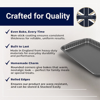 Non-Stick Fluted Rectangle Quiche Tin, 31cm (2 Piece) - Premium Kitchen from Chabrias Ltd - Just £8.99! Shop now at Chabrias Ltd