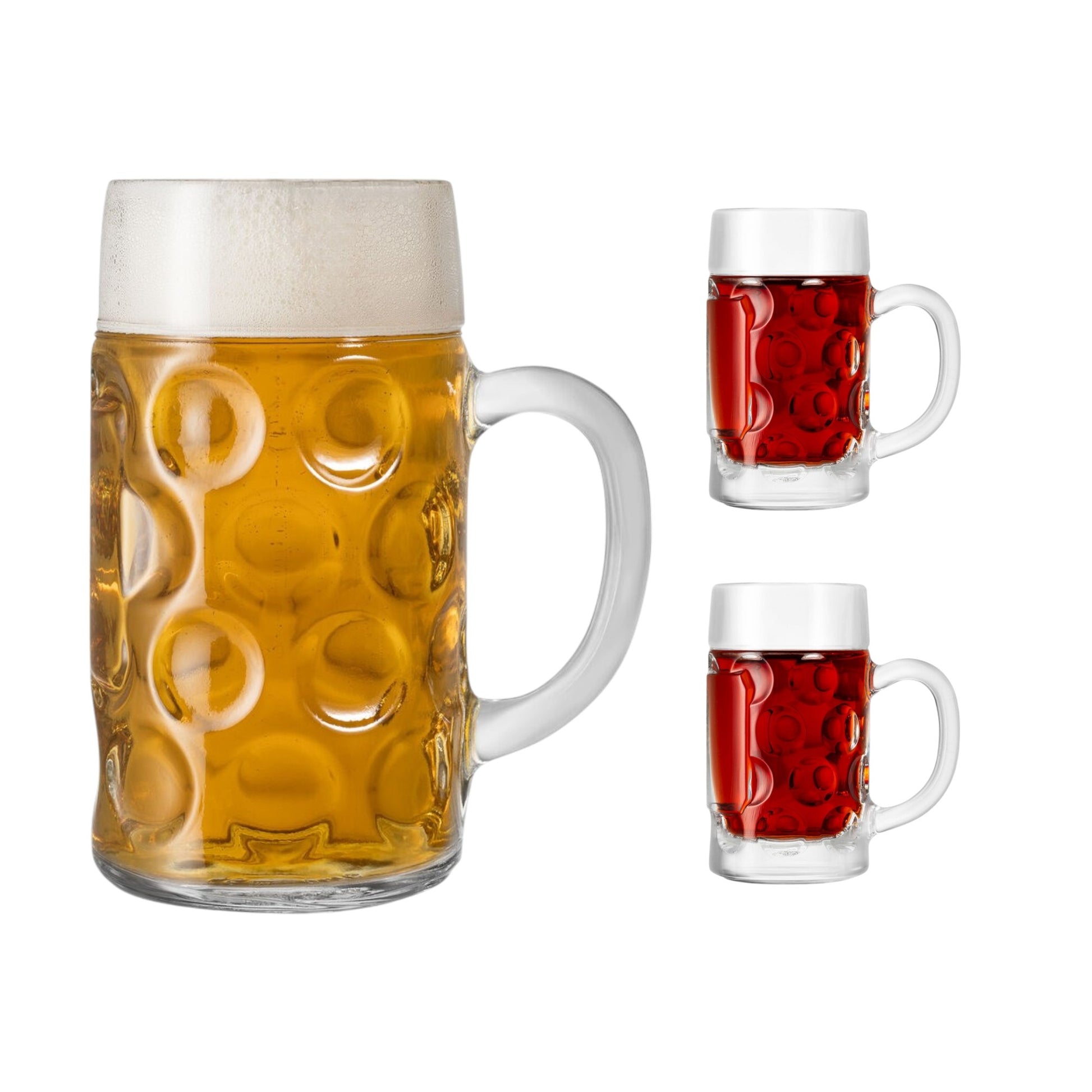 German Beer Stein Glass 2 Pint & 2 Mini Shot Tankard - Premium Kitchen from Chabrias Ltd - Just £14.49! Shop now at Chabrias Ltd