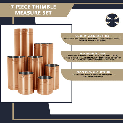 Stainless Steel Copper Plated 7 Piece Set Thimble Measure Government Stamped - Premium Kitchen from Chabrias Ltd - Just £29.99! Shop now at Chabrias Ltd