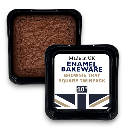 25cm Vitreous Enamel Brownie Cake Tin – Pack of 2 – Great British Bakeware - Premium Kitchen from Chabrias Ltd - Just £12.99! Shop now at Chabrias Ltd