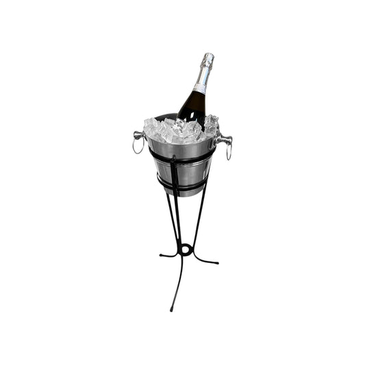 Premium Stainless Steel Wine & Champagne Ice Bucket with Wrought Iron Stand - Premium Home from Chabrias Ltd - Just £42.74! Shop now at Chabrias Ltd