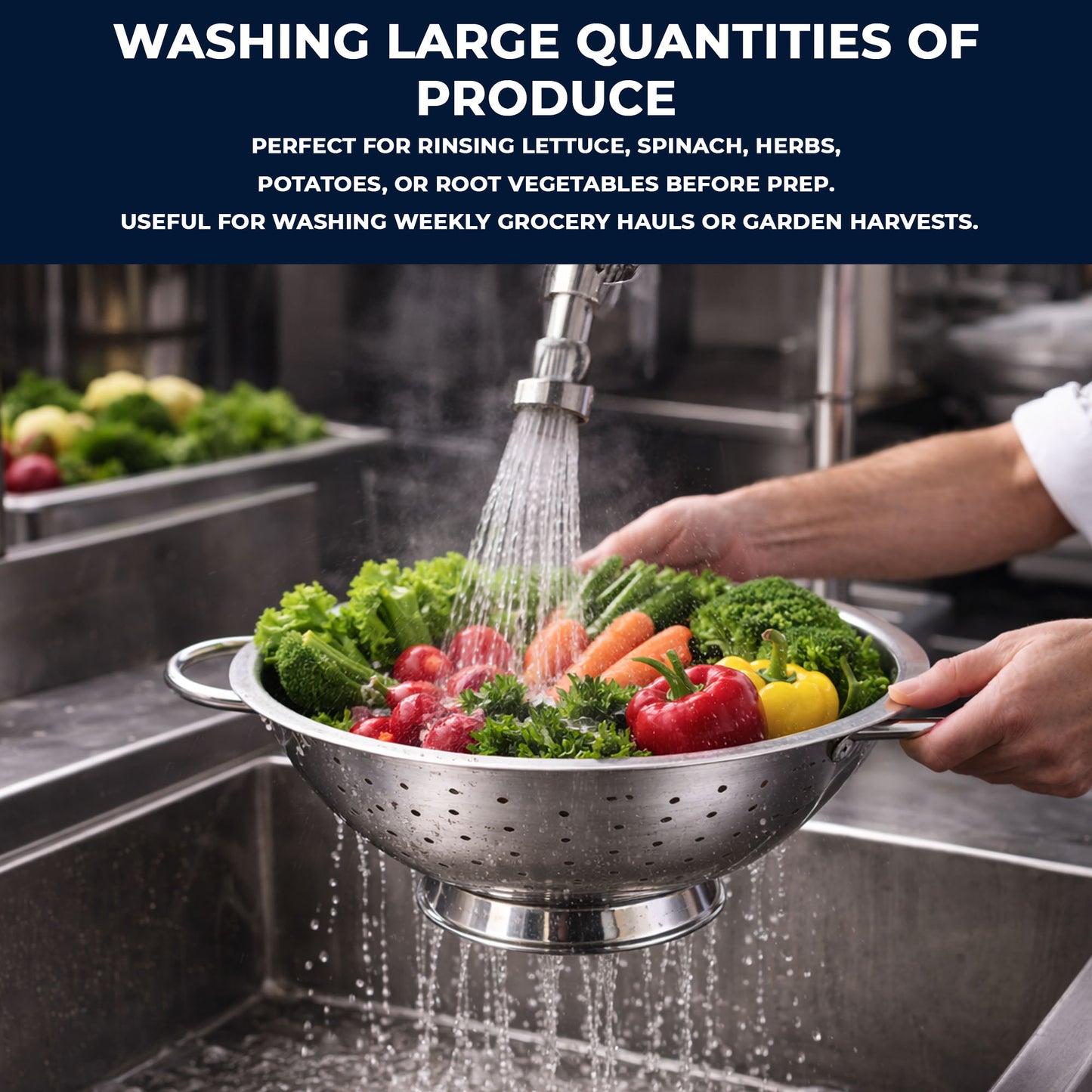 Stainless Steel Colander with Two Robust Handles - Heavy Duty and Efficient Draining