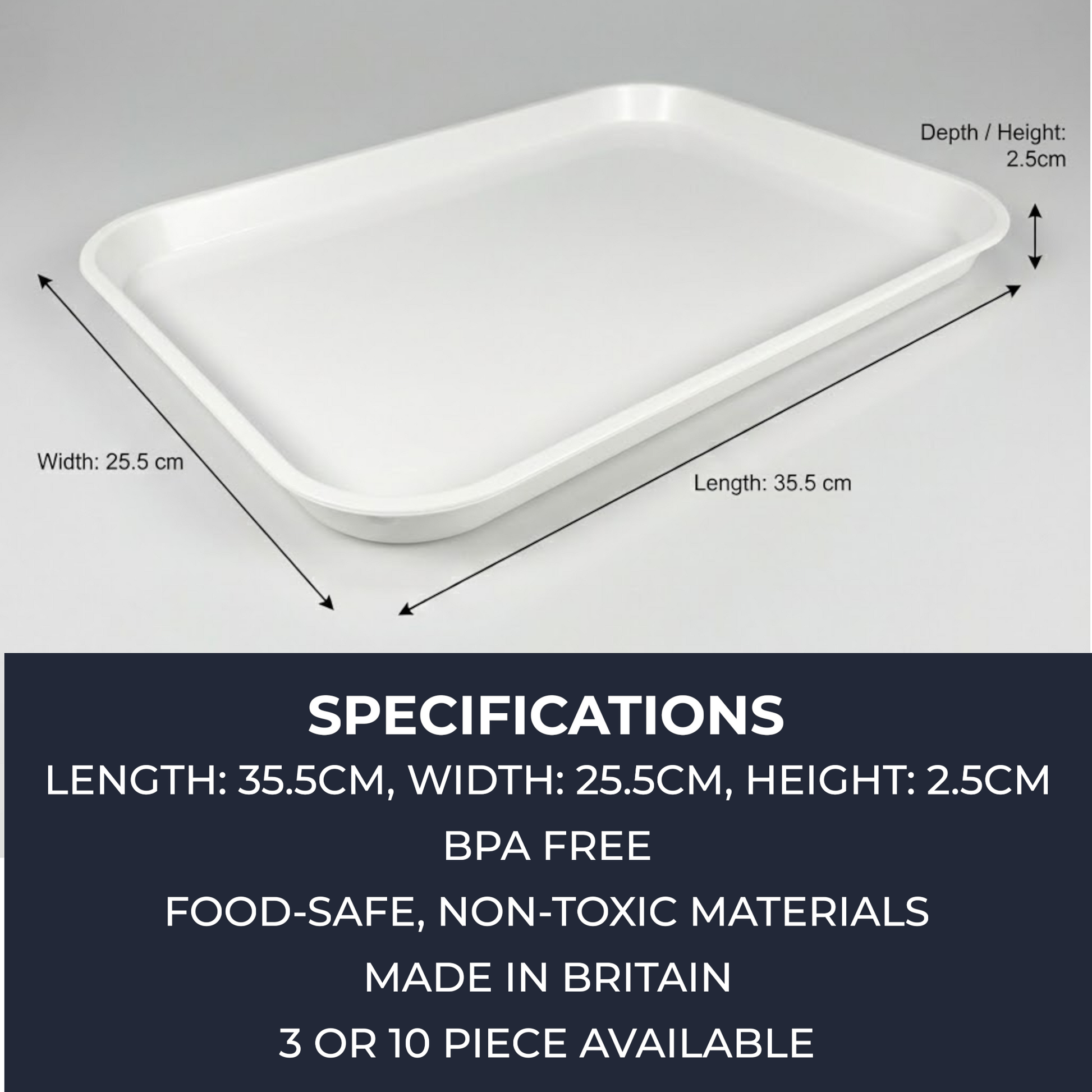 Stackable food-safe trays for deli and café displays