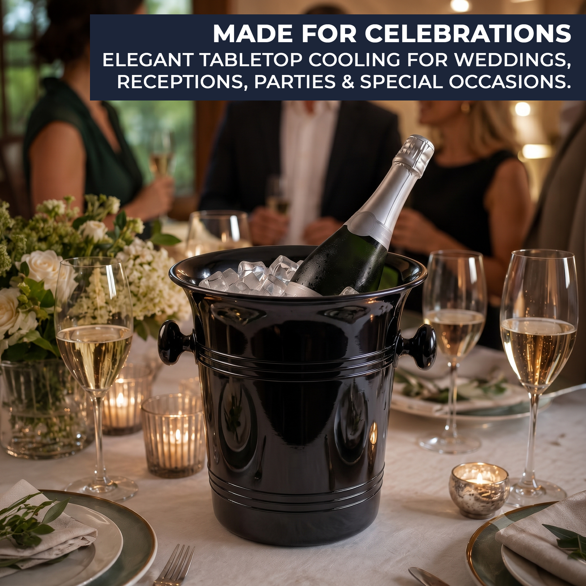 Black champagne bucket for weddings BBQs and home bars