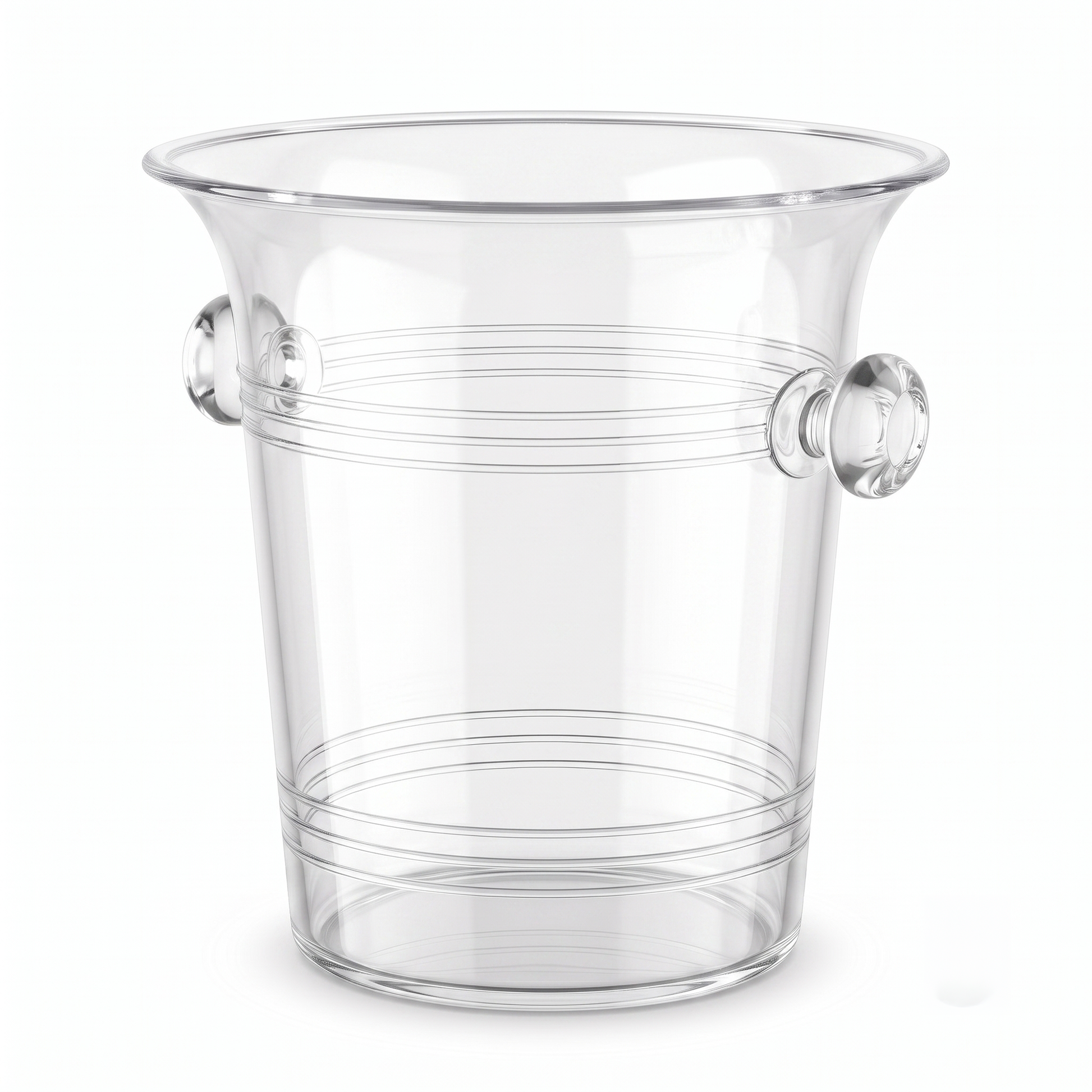 Transparent plastic wine cooler with integrated carry handles