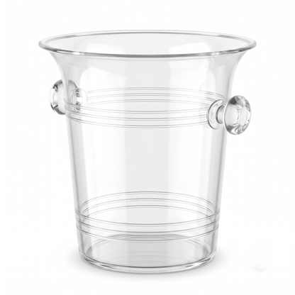 Transparent plastic wine cooler with integrated carry handles