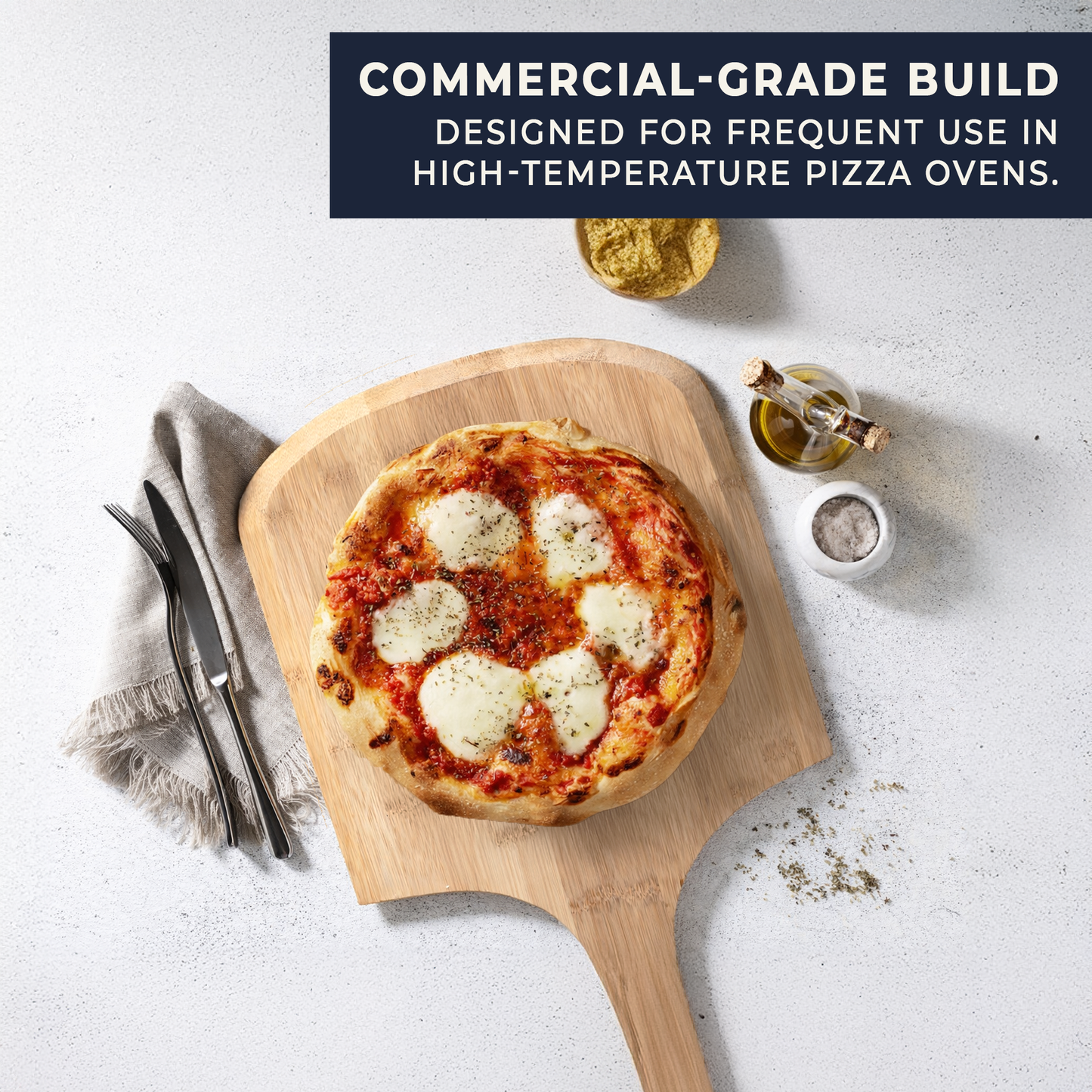 Extra-Large Professional Wooden Pizza Peel with Long Handle - Tapered Edge Pizza Paddle 14" x 16"