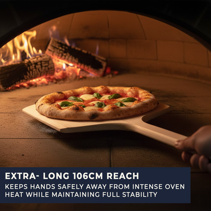 Extra-Large Professional Wooden Pizza Peel with Long Handle - Tapered Edge Pizza Paddle 14" x 16"