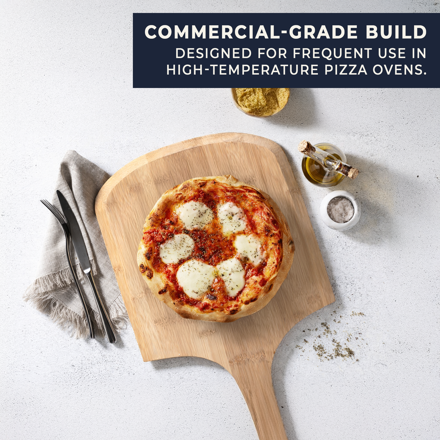 Large Professional Wooden Pizza Peel with Long Handle - Tapered Edge Pizza Paddle 12" x 12"