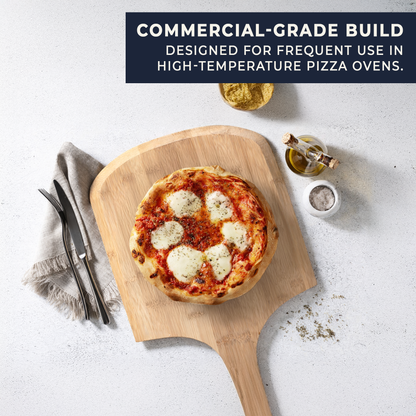 Large Professional Wooden Pizza Peel with Long Handle - Tapered Edge Pizza Paddle 12" x 12"