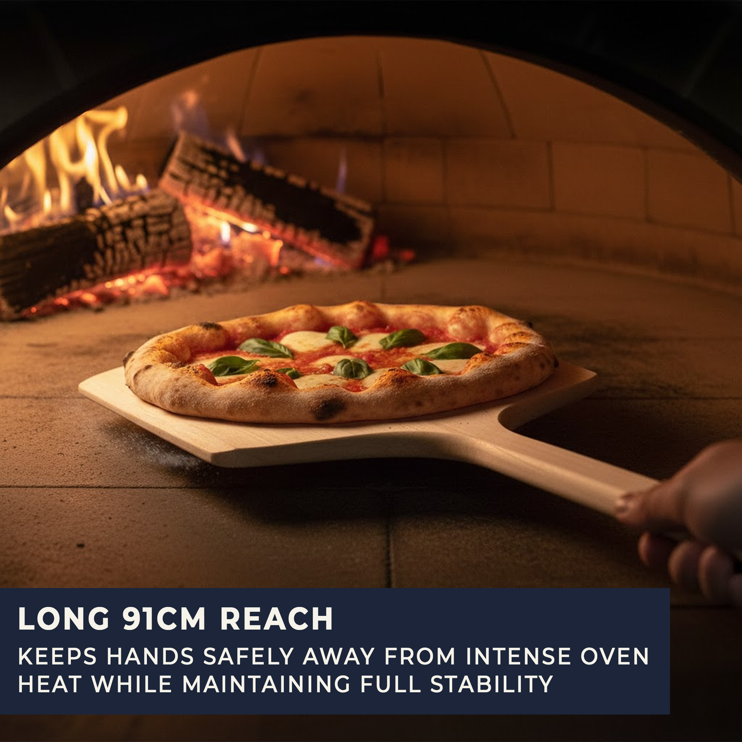 Large Professional Wooden Pizza Peel with Long Handle - Tapered Edge Pizza Paddle 12" x 12"