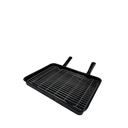 Vitreous Enamel Grill Pan, Handle & Wire Rack, Extra Large (42cm) - Premium Kitchen from Chabrias Ltd - Just £22.99! Shop now at Chabrias Ltd