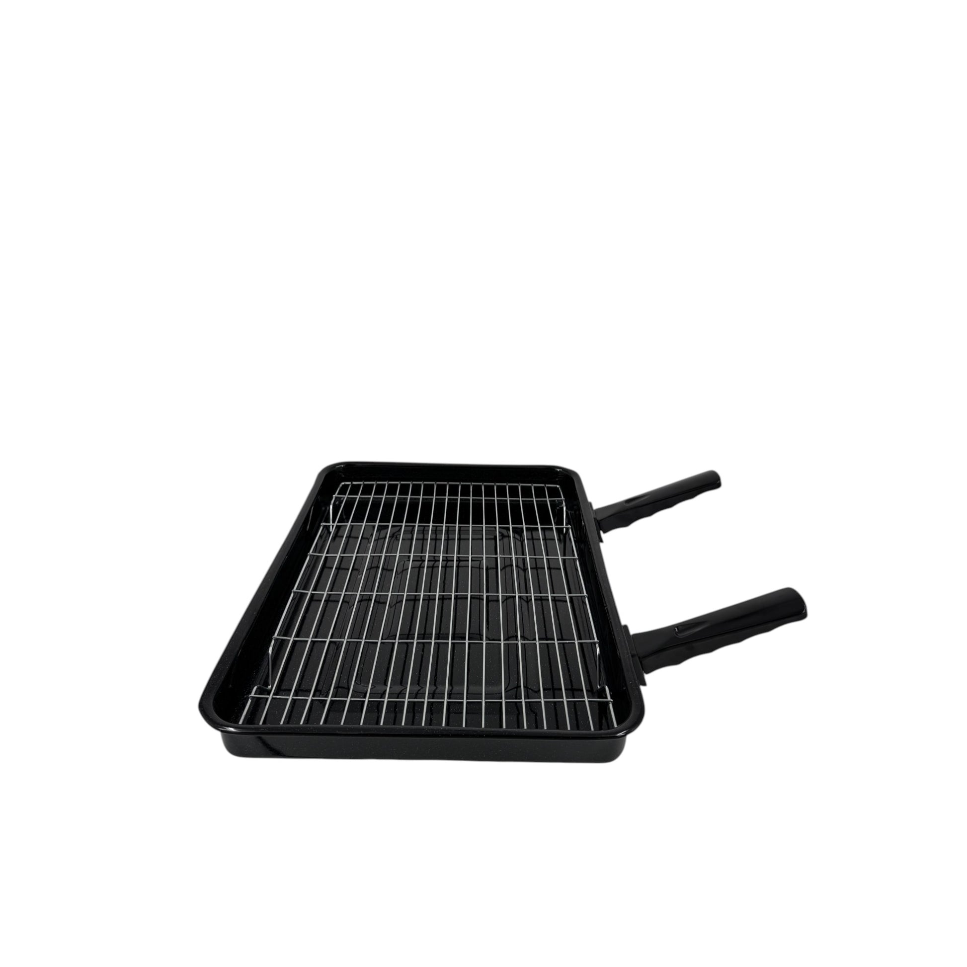 Vitreous Enamel Grill Pan, Handle & Wire Rack, Extra Large (42cm) - Premium Kitchen from Chabrias Ltd - Just £22.99! Shop now at Chabrias Ltd