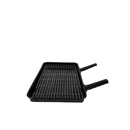 Vitreous Enamel Grill Pan, Handle & Wire Rack, Extra Large (42cm) - Premium Kitchen from Chabrias Ltd - Just £22.99! Shop now at Chabrias Ltd