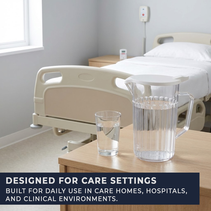pack of 6 lightweight bedside water jugs with ergonomic handle for easy one handed pouring, ideal for elderly users