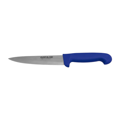 balanced 160mm chef knife with ergonomic blue handle grip