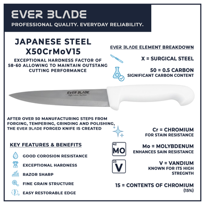 160mm chef knife dimensions with white handle for professional kitchens