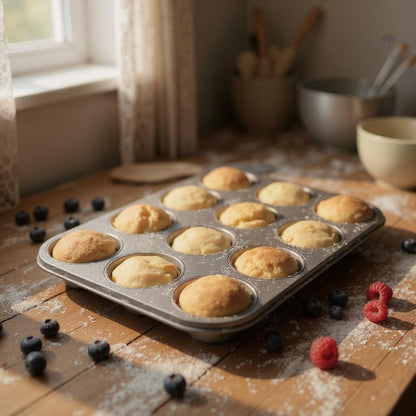 Non-Stick Muffin Oven Tray, Deep 12-Cup (2 piece) - Premium Home from Chabrias Ltd - Just £12.99! Shop now at Chabrias Ltd
