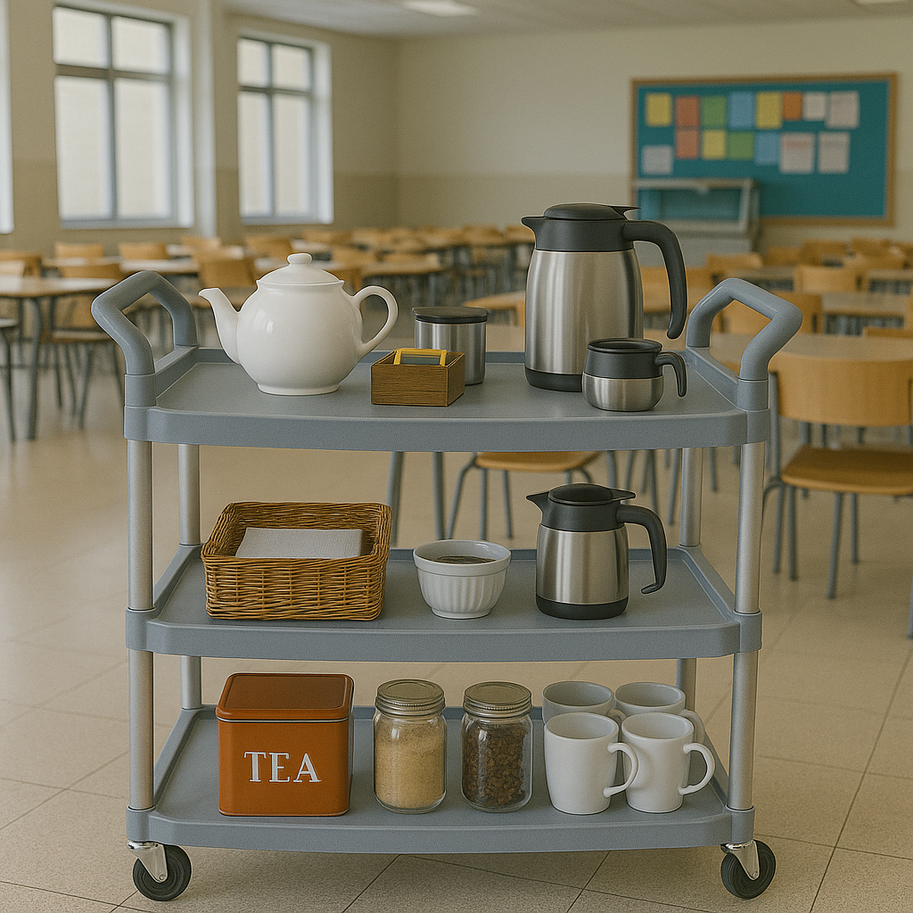 Silver 3-Tier Plastic Catering Trolley with Aluminium Legs - Premium Furniture from Chabrias Ltd - Just £69.99! Shop now at Chabrias Ltd