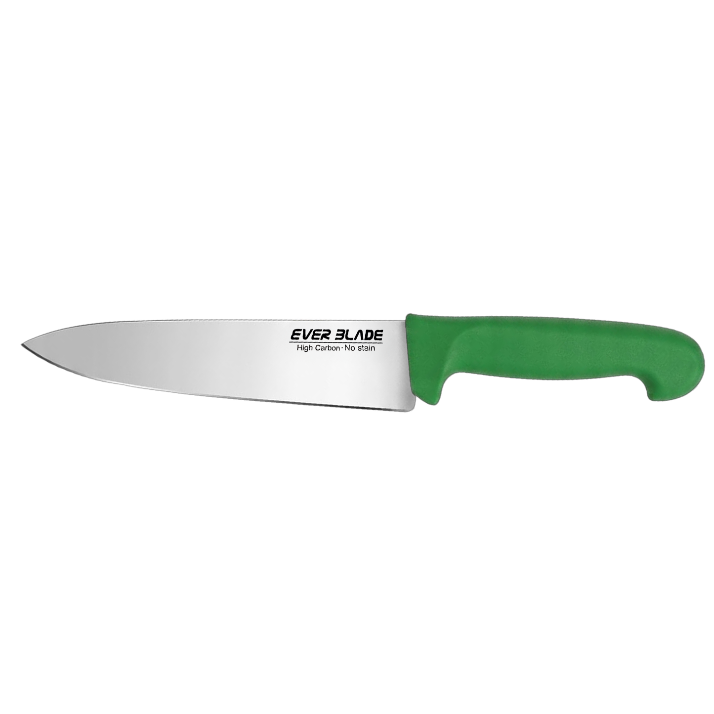 ever blade chef knife showing full length and green handle design